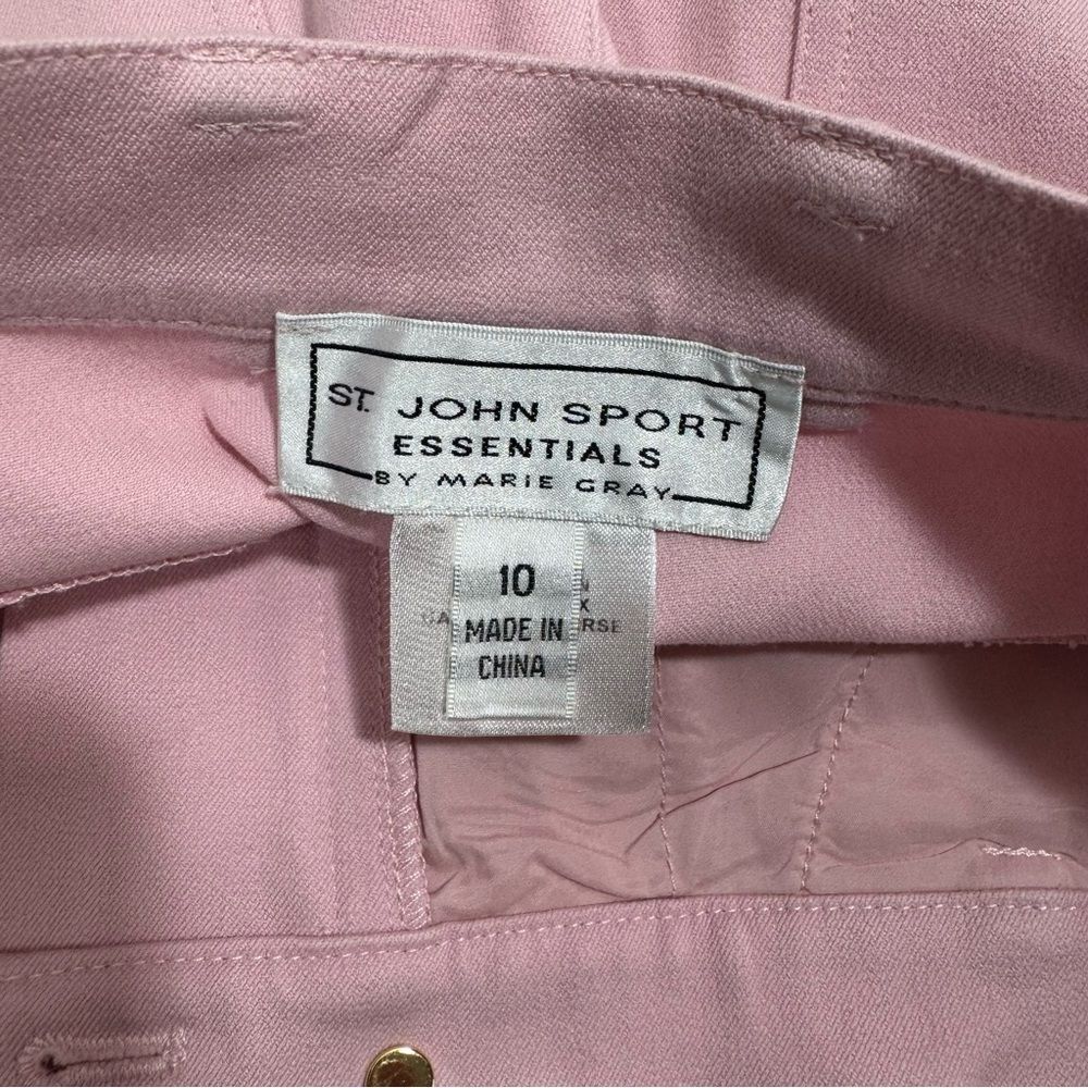 St John Sport Essentials By Marie Gray Stretch Light Pink Crop High Waist Pants - Picture 11 of 15